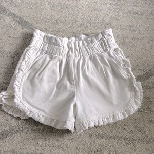 SEA white denim paper bag shorts